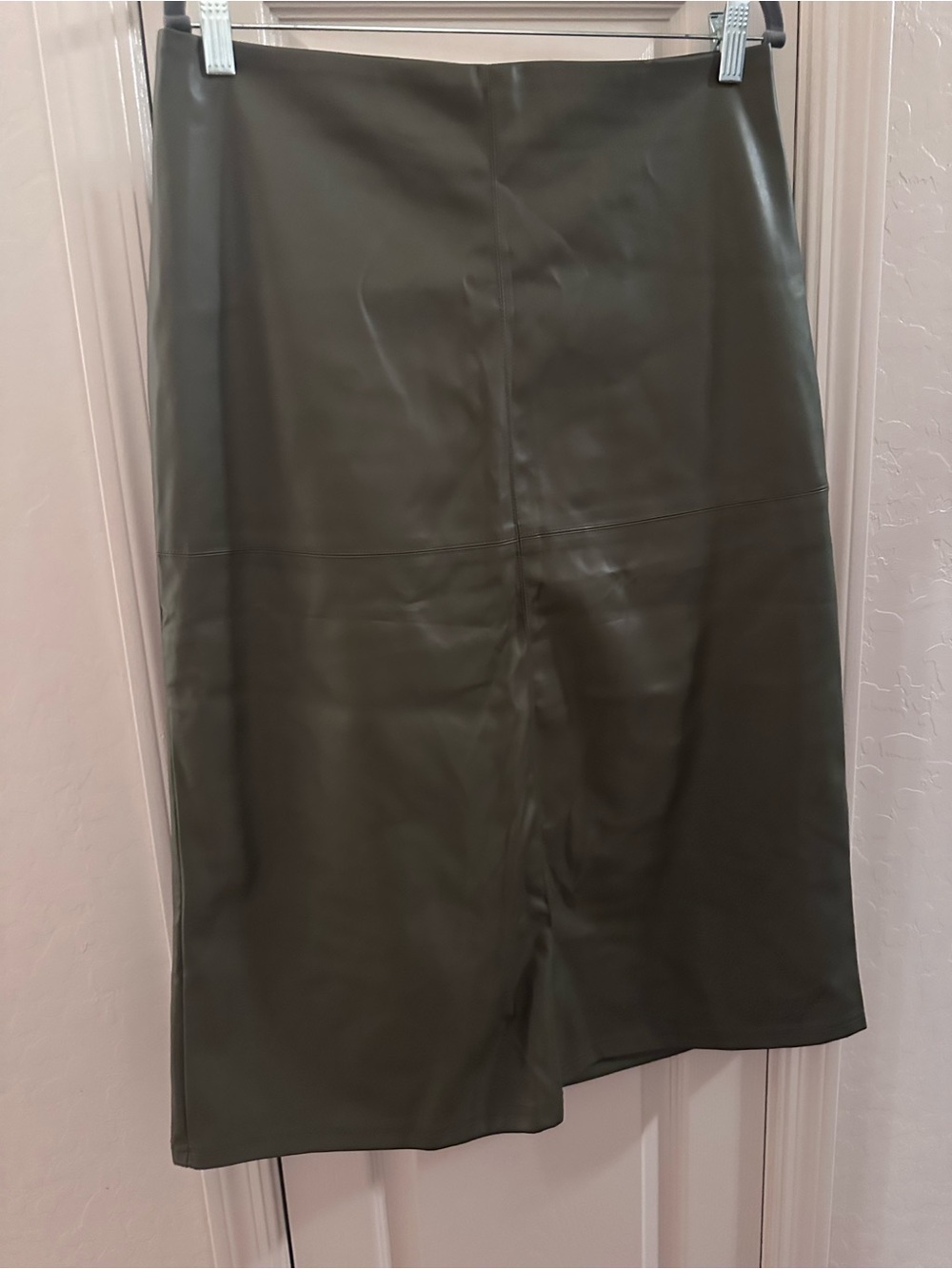 Olive Green Faux Leather Skirt